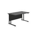 TC Office Twin Upright 800mm Deep Rectangular Desk - Black - NWOF