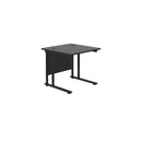 TC Office Twin Upright 800mm Deep Rectangular Desk - Black - NWOF