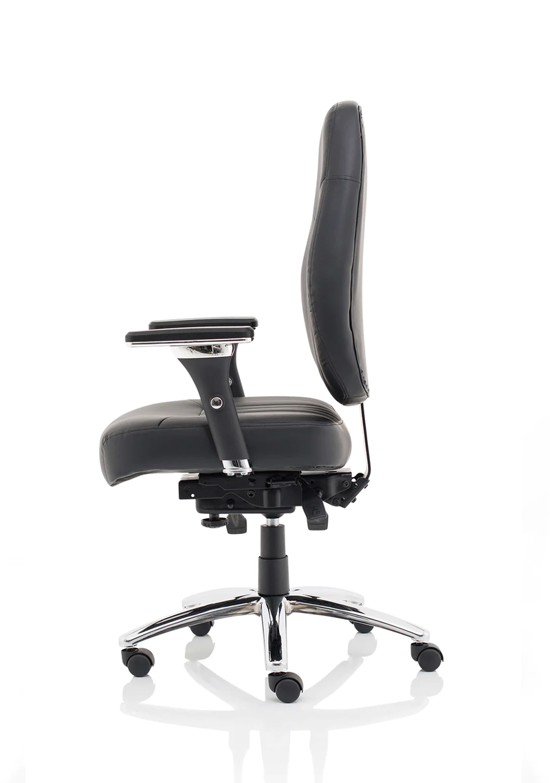 Barcelona Deluxe Black Leather Operator Chair - NWOF