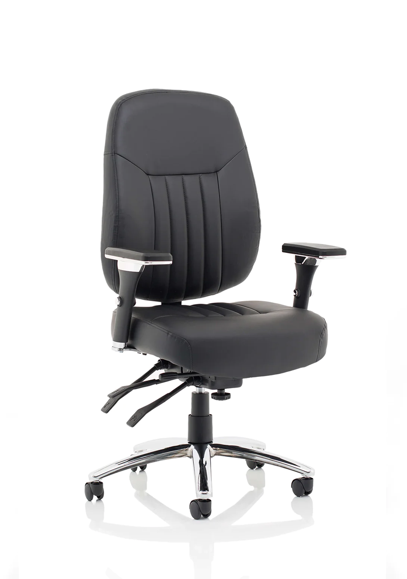 Barcelona Deluxe Black Leather Operator Chair - NWOF