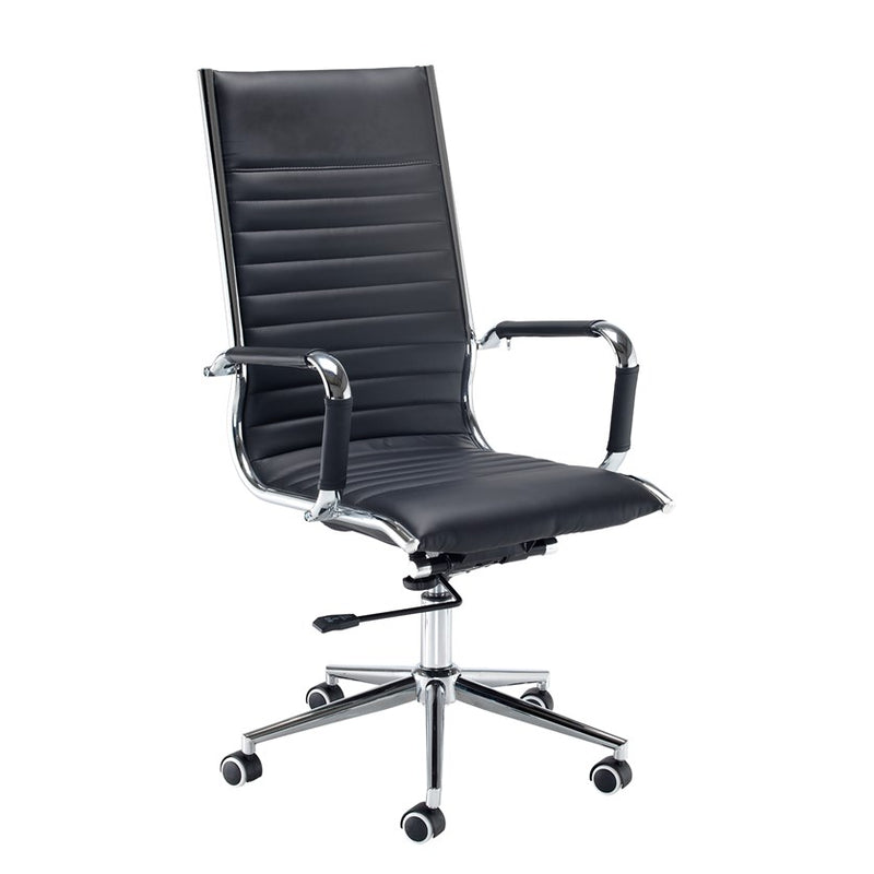 Bari High Back Executive Chair - Black Faux Leather - Flogit2us.com