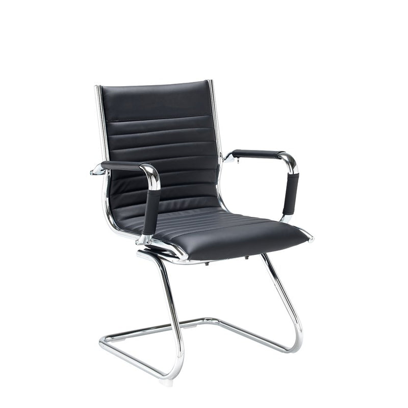 Bari Executive Visitors Chair - Black Faux Leather - Flogit2us.com