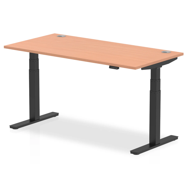 Air 800mm Deep Height Adjustable Desk With Cable Ports - Beech - NWOF