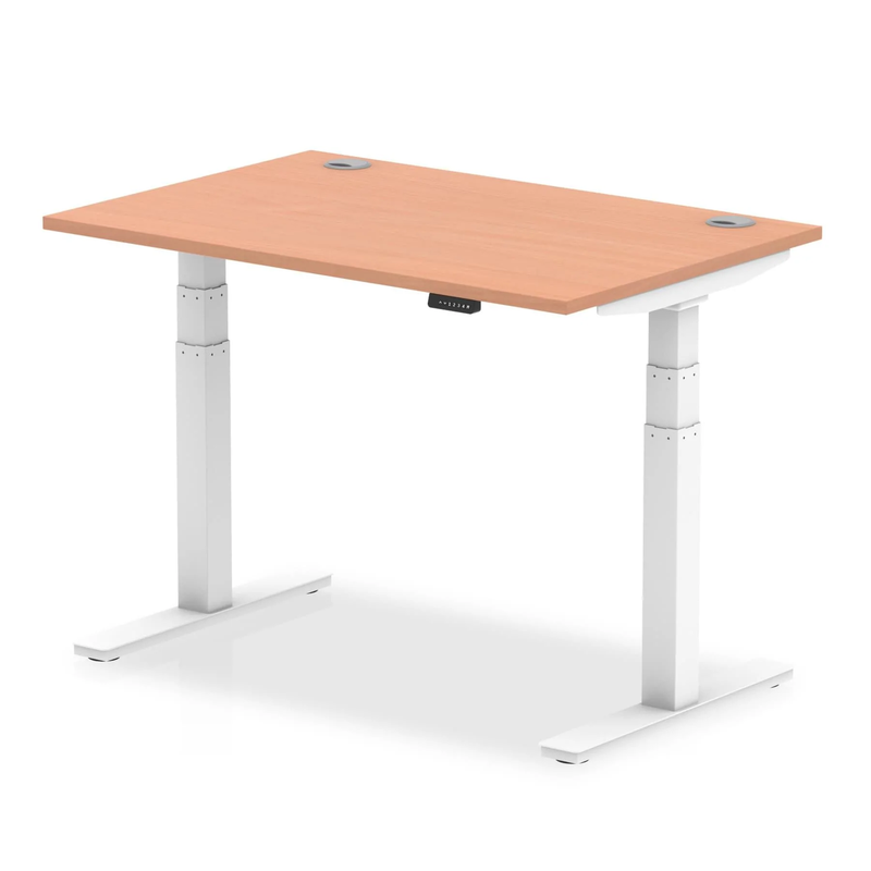 Air 800mm Deep Height Adjustable Desk With Cable Ports - Beech - NWOF