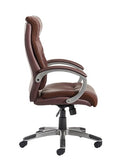 Catania High Back Managers Chair - Brown Leather Faced - Flogit2us.com