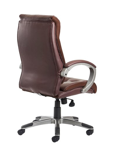 Catania High Back Managers Chair - Brown Leather Faced - Flogit2us.com