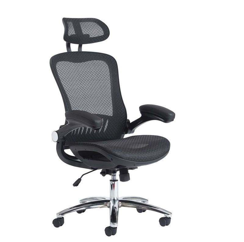 Curva High Back Mesh Chair - Black - Flogit2us.com