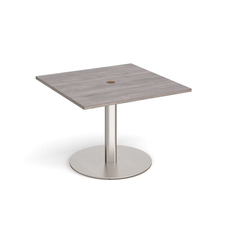 Eternal Square Meeting Table With Circular Cut-Out - Grey Oak - NWOF