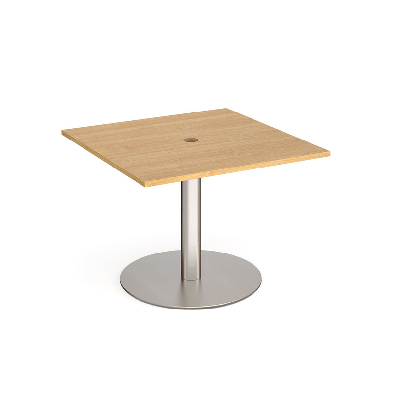 Eternal Square Meeting Table With Circular Cut-Out - Oak - NWOF