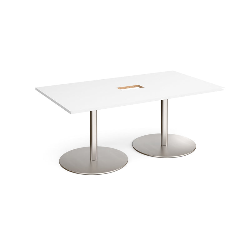 Eternal Rectangular Boardroom Table With Central Cut-Out - White - NWOF