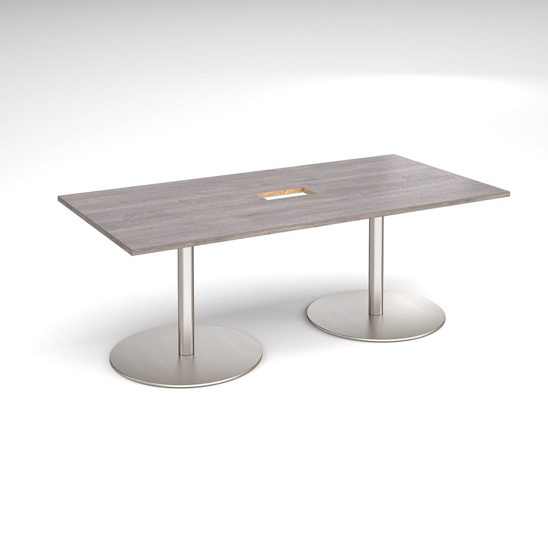 Eternal Rectangular Boardroom Table With Central Cut-Out - Grey Oak - NWOF