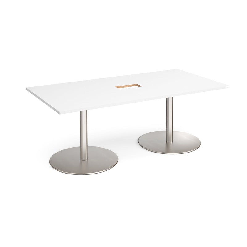 Eternal Rectangular Boardroom Table With Central Cut-Out - White - NWOF