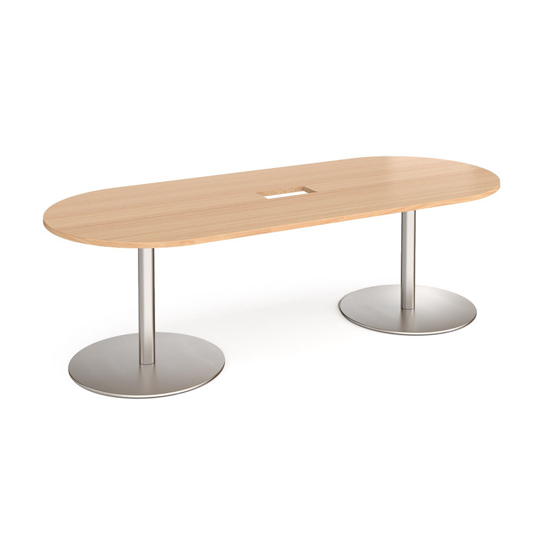 Eternal Radial End Boardroom Table With Central Cut-Out 2400mm x 1000mm - Beech - NWOF