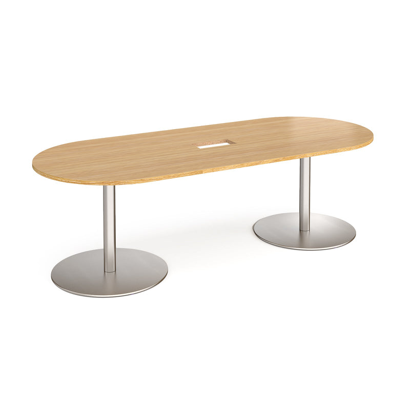 Eternal Radial End Boardroom Table With Central Cut-Out 2400mm x 1000mm - Oak - NWOF