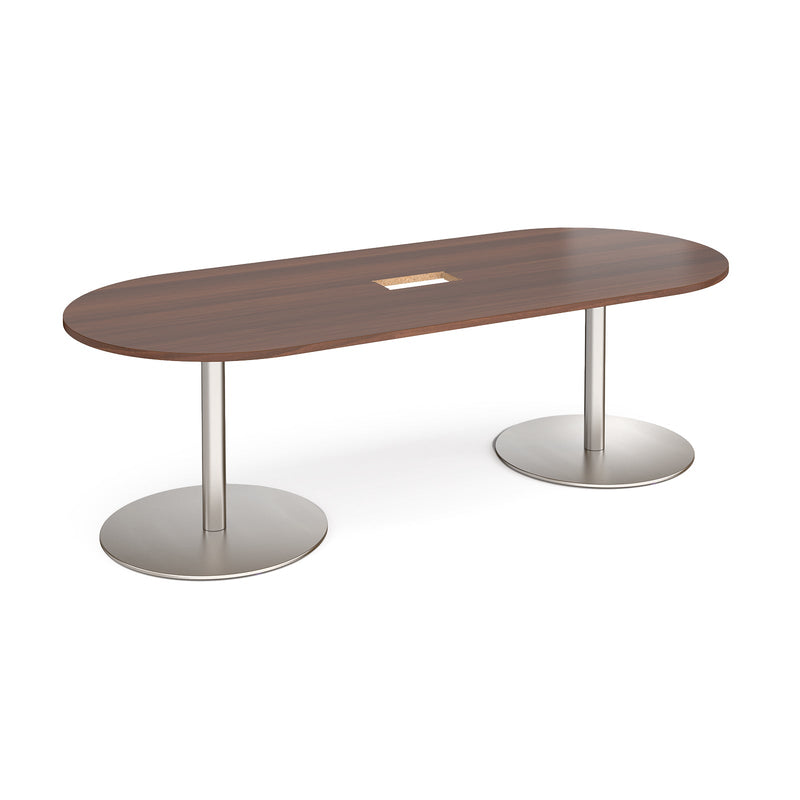 Eternal Radial End Boardroom Table With Central Cut-Out 2400mm x 1000mm - Walnut - NWOF