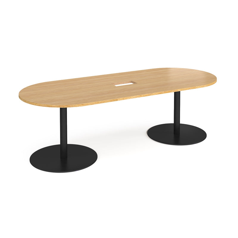 Eternal Radial End Boardroom Table With Central Cut-Out 2400mm x 1000mm - Oak - NWOF