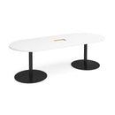 Eternal Radial End Boardroom Table With Central Cut-Out 2400mm x 1000mm - White - NWOF