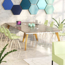 Fuze Rectangular Boardroom Table With 2 Cut-Outs - White/Oak - NWOF