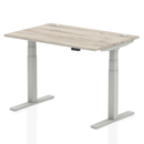 Air 800mm Deep Height Adjustable Desk With Cable Ports - Grey Oak - NWOF