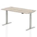 Air 800mm Deep Height Adjustable Desk With Cable Ports - Grey Oak - NWOF