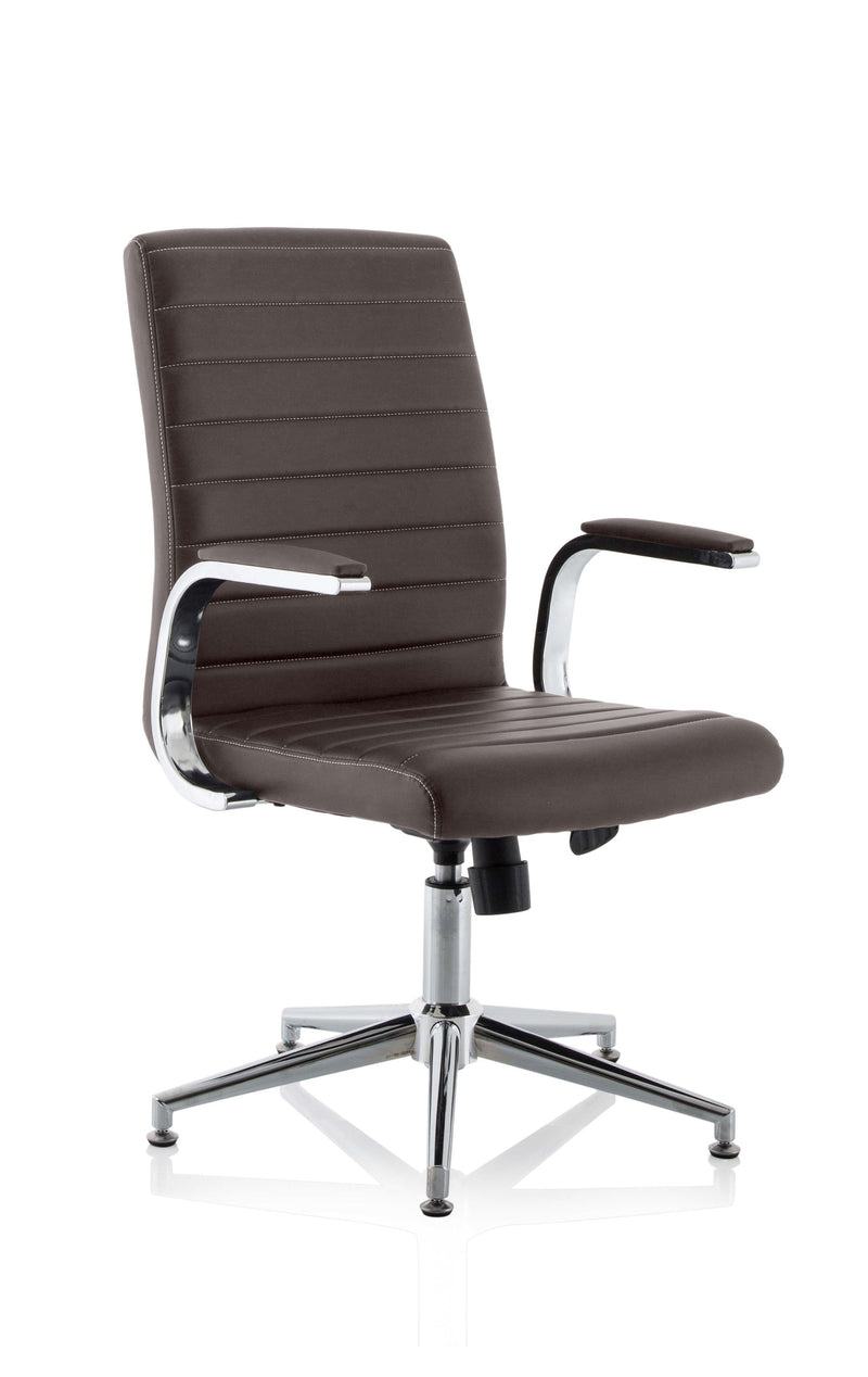 Ezra Executive Brown Leather Chair with Glides - NWOF