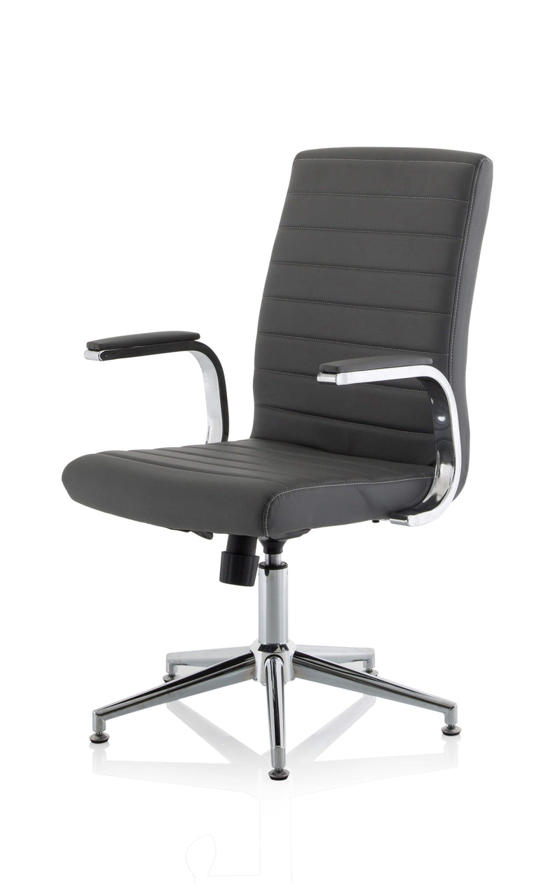 Ezra Executive Grey Leather Chair with Glides - NWOF