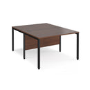 Maestro 25 800mm Deep Back To Back Straight Desks With Bench Leg - Walnut - NWOF