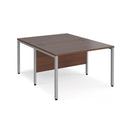 Maestro 25 800mm Deep Back To Back Straight Desks With Bench Leg - Walnut - NWOF