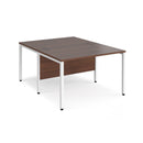 Maestro 25 800mm Deep Back To Back Straight Desks With Bench Leg - Walnut - NWOF