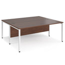 Maestro 25 800mm Deep Back To Back Straight Desks With Bench Leg - Walnut - NWOF