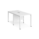 Maestro 25 800mm Deep Back To Back Straight Desks With Bench Leg - White - NWOF
