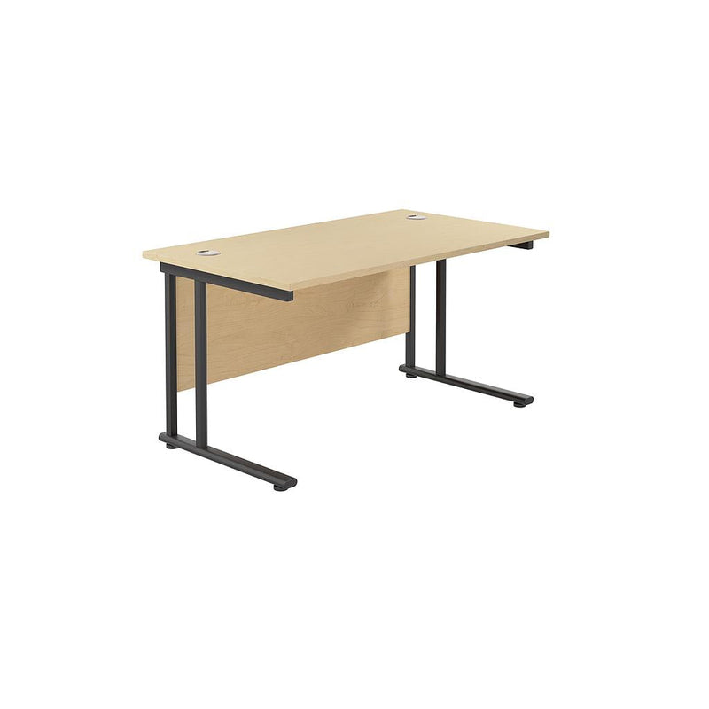 TC Office Twin Upright 800mm Deep Rectangular Desk - Maple - NWOF
