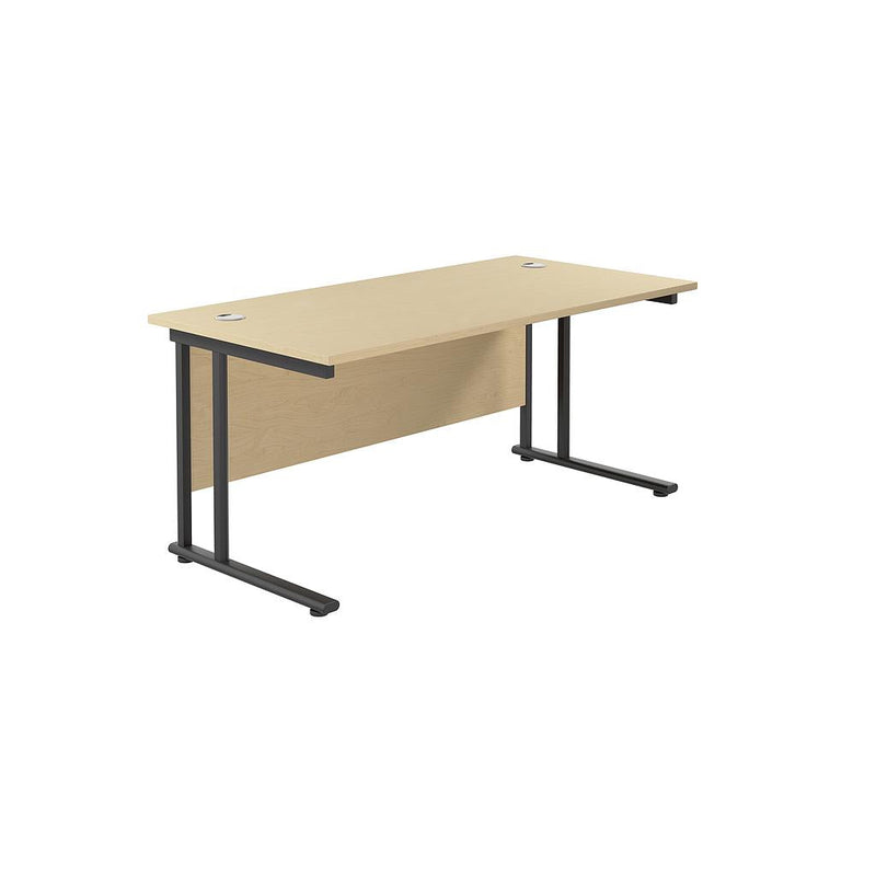 TC Office Twin Upright 800mm Deep Rectangular Desk - Maple - NWOF