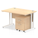 Impulse Cantilever Straight Desk With 2 Drawer Mobile Pedestal - Maple - NWOF