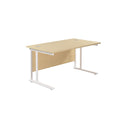 TC Office Twin Upright 800mm Deep Rectangular Desk - Maple - NWOF