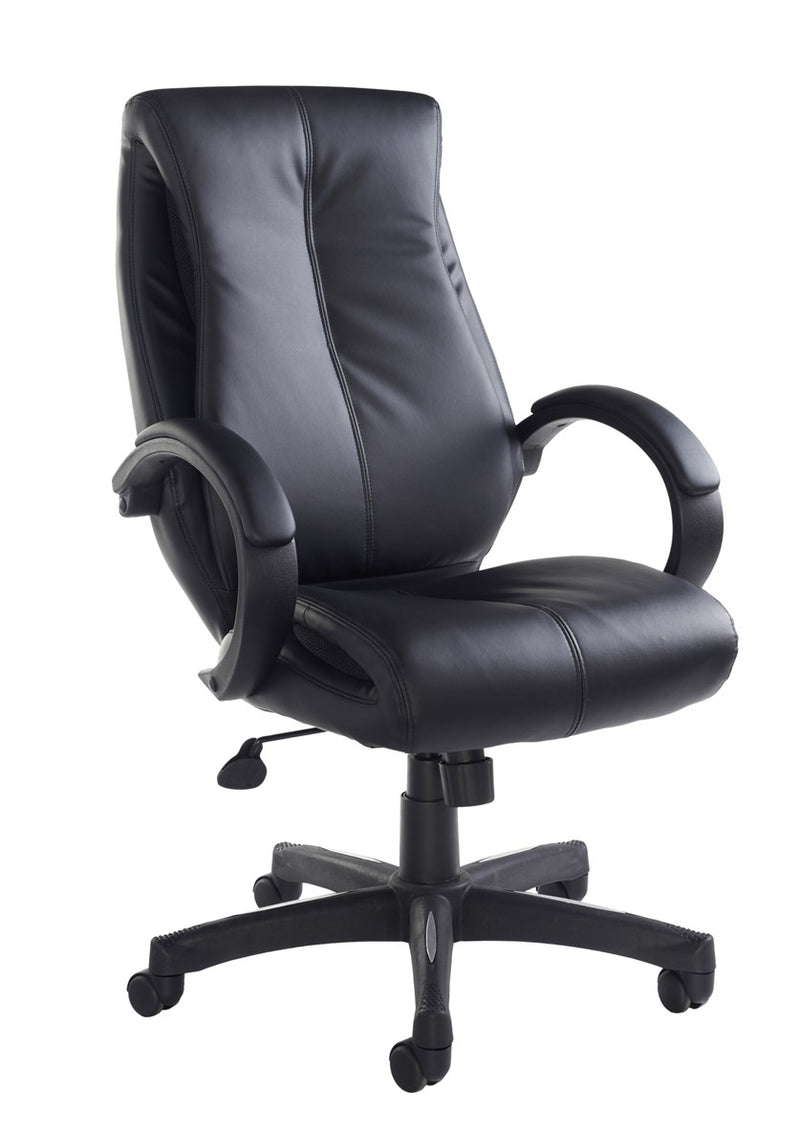 Nantes High Back Managers Chair - Black Faux Leather - Flogit2us.com