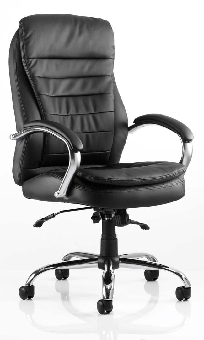 Rocky Executive Chair Black Leather High Back With Arms - NWOF