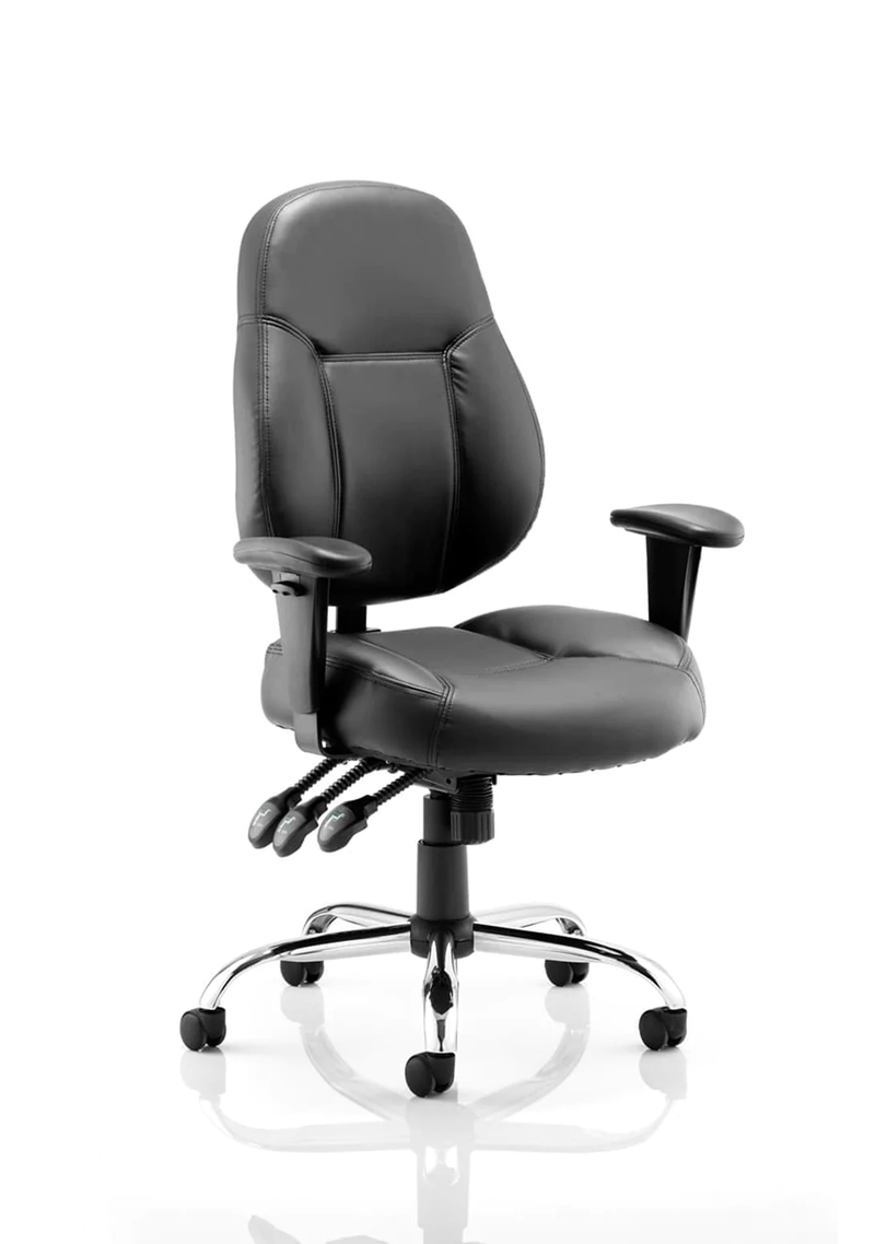 Storm Leather Operator Chair With Adjustable Arms - NWOF