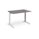 TR10 Height Settable Straight Desk - Grey Oak - NWOF