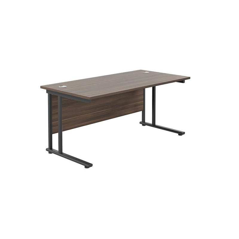 TC Office Twin Upright 800mm Deep Rectangular Desk - Walnut - NWOF