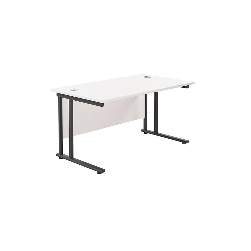 TC Office Twin Upright 800mm Deep Rectangular Desk - White - NWOF