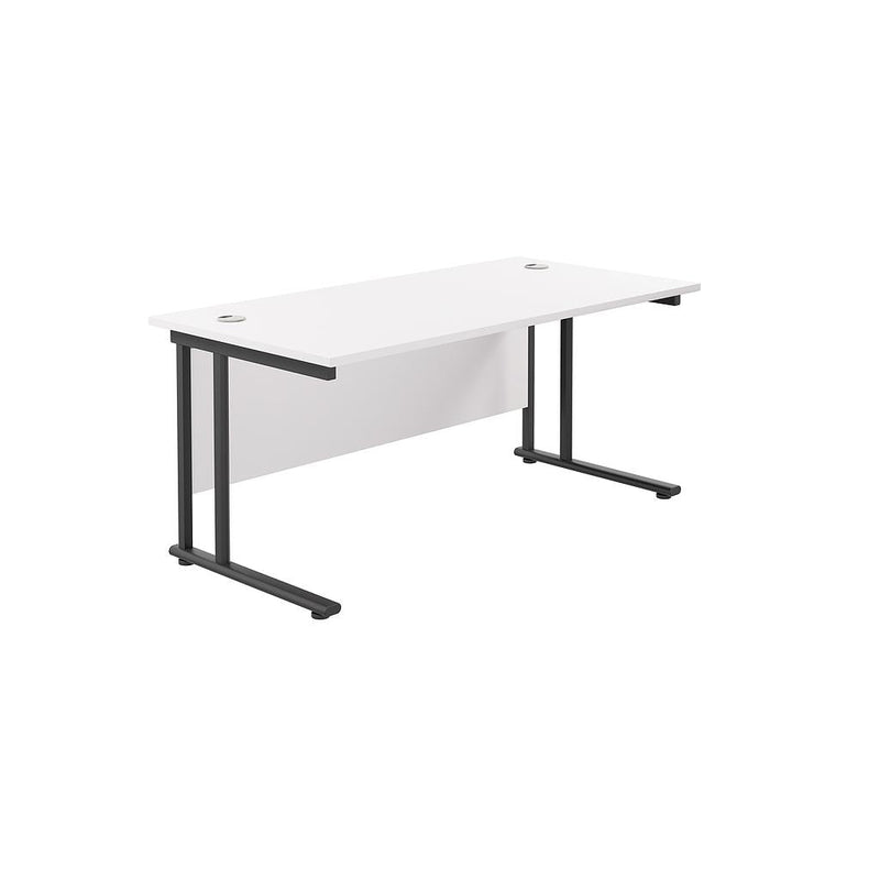 TC Office Twin Upright 800mm Deep Rectangular Desk - White - NWOF