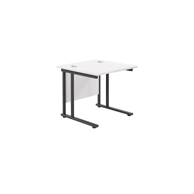 TC Office Twin Upright 800mm Deep Rectangular Desk - White - NWOF