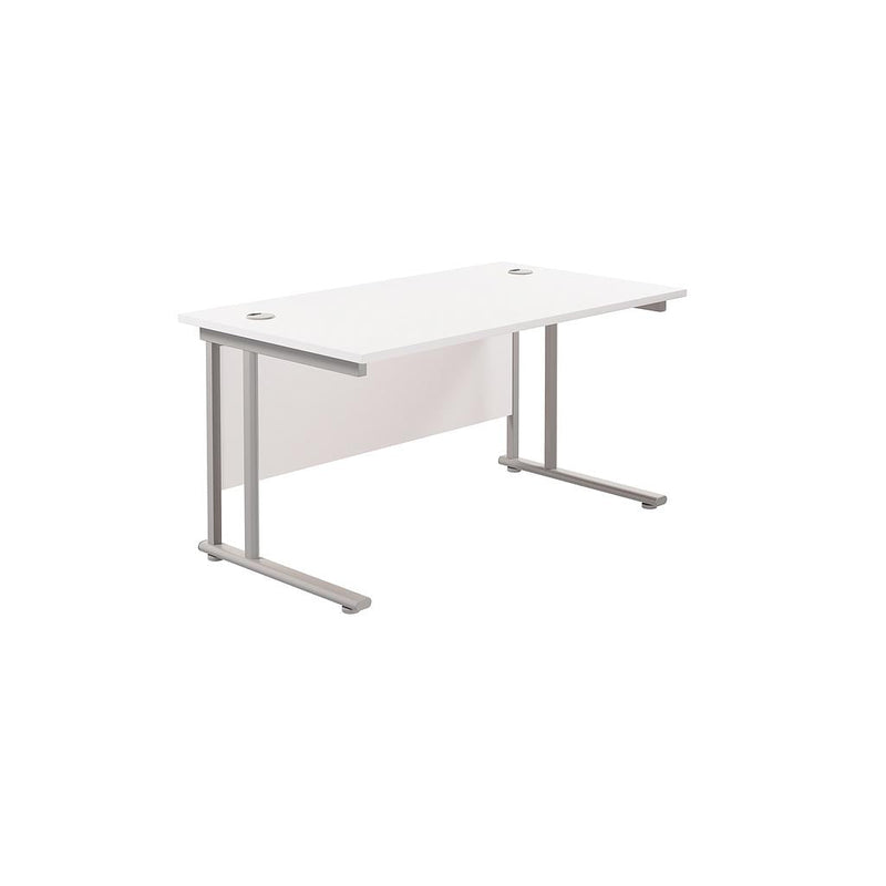 TC Office Twin Upright 800mm Deep Rectangular Desk - White - NWOF