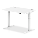 Air 800mm Deep Height Adjustable Desk With Cable Ports - White - NWOF