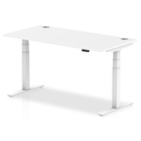 Air 800mm Deep Height Adjustable Desk With Cable Ports - White - NWOF