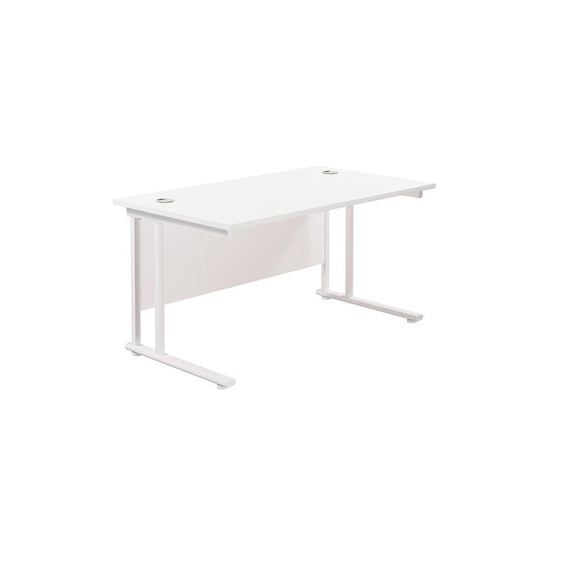 TC Office Twin Upright 800mm Deep Rectangular Desk - White - NWOF