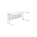 TC Office Twin Upright 800mm Deep Rectangular Desk - White - NWOF