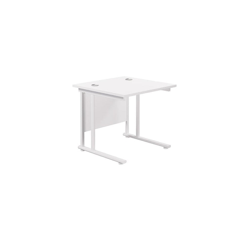 TC Office Twin Upright 800mm Deep Rectangular Desk - White - NWOF