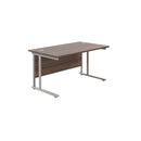 TC Office Twin Upright 800mm Deep Rectangular Desk - Walnut - NWOF